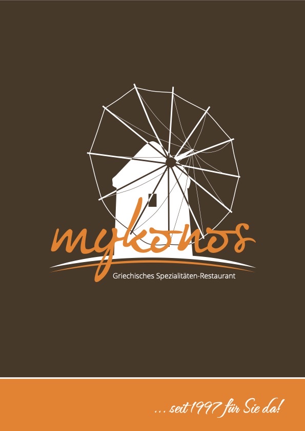 Titelseite der Speisekarte des Restaurant Mykonos